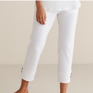 Soft‎ Surroundings Straight Leg Crop Pants White Textured Knit Large NWT